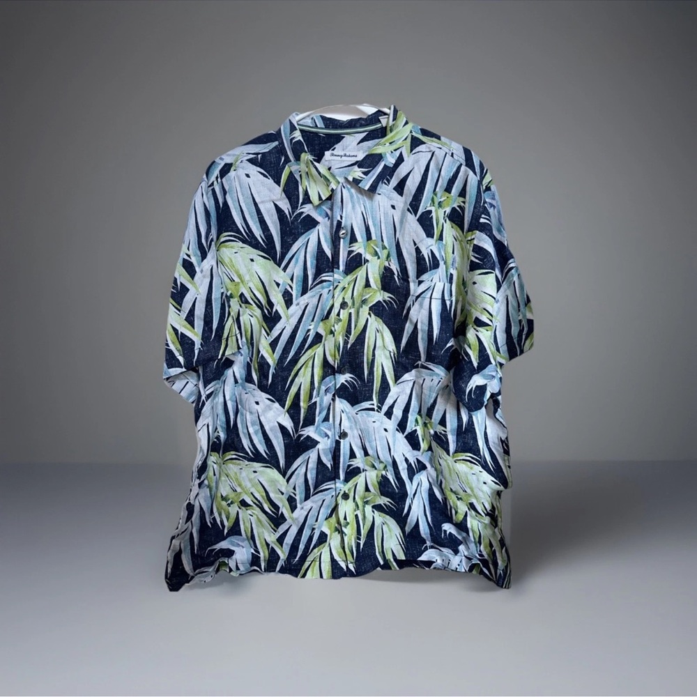 Tommy Bahama Perfect Palm Day 100% Linen Camp Shirt Button Up